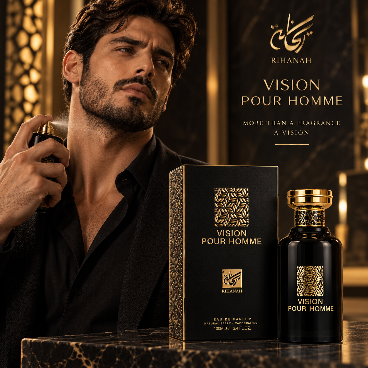 Apă de parfum pentru bărbați, Parfum arăbesc Vision Pour Homme, EDP, 100 ml, RIHANAH® - imagine 2