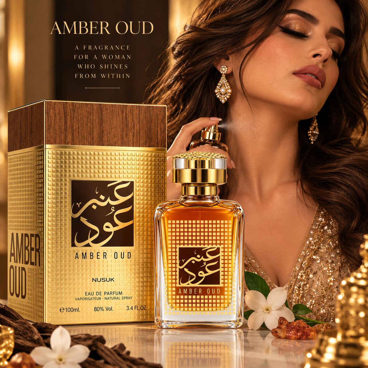Apă de parfum unisex, Parfum arăbesc Amber Oud, EDP, 100 ml, NUSUK® - imagine 3