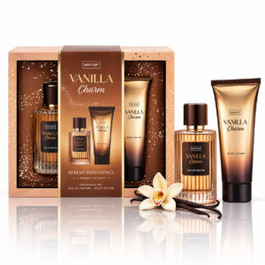 Set cadou parfum pentru femei, Vanilla Charm Deluxe Indulgence, apă de parfum și loțiune de corp, Sence®