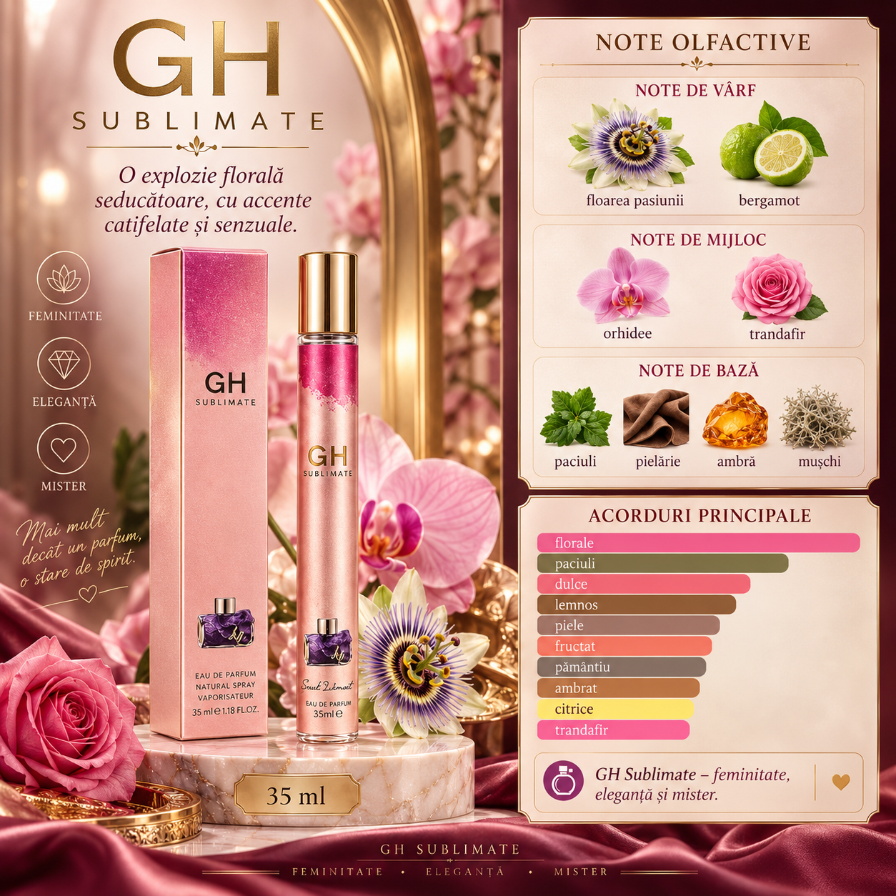 Apă de parfum pentru femei, Parfum de damă GH Sublimate, EDP, 35 ml, V.V. LOVE® - imagine 2
