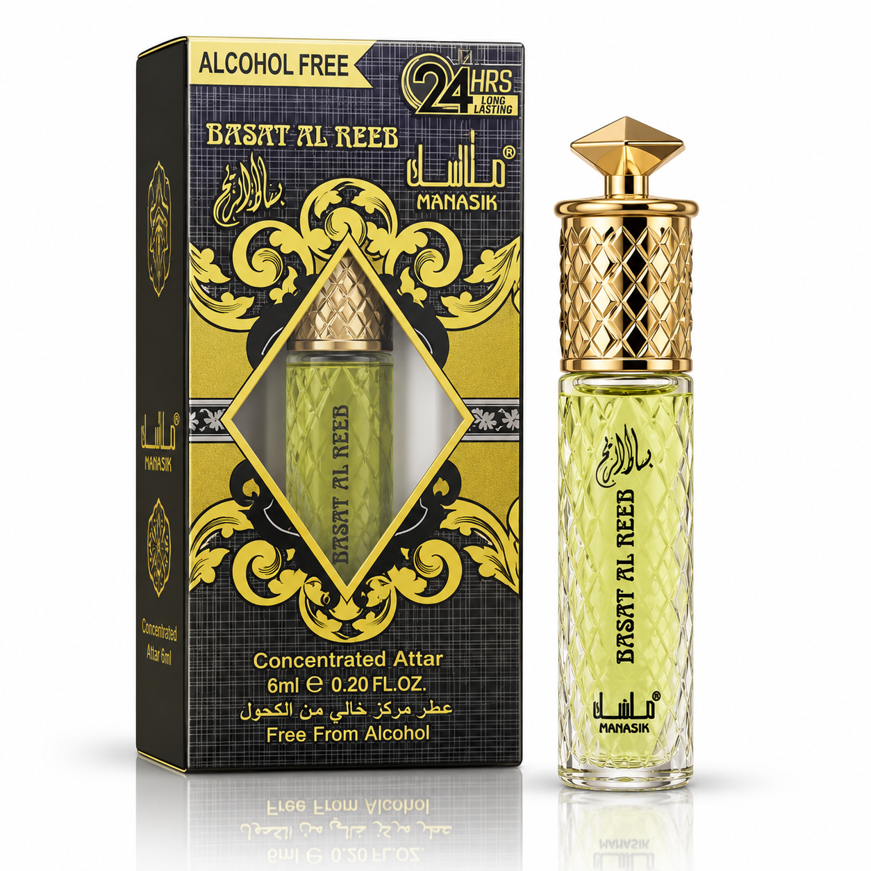 Parfum concentrat unisex, Basat Al Reeb Attar Roll-On fără alcool, 6 ml, MANASIK®