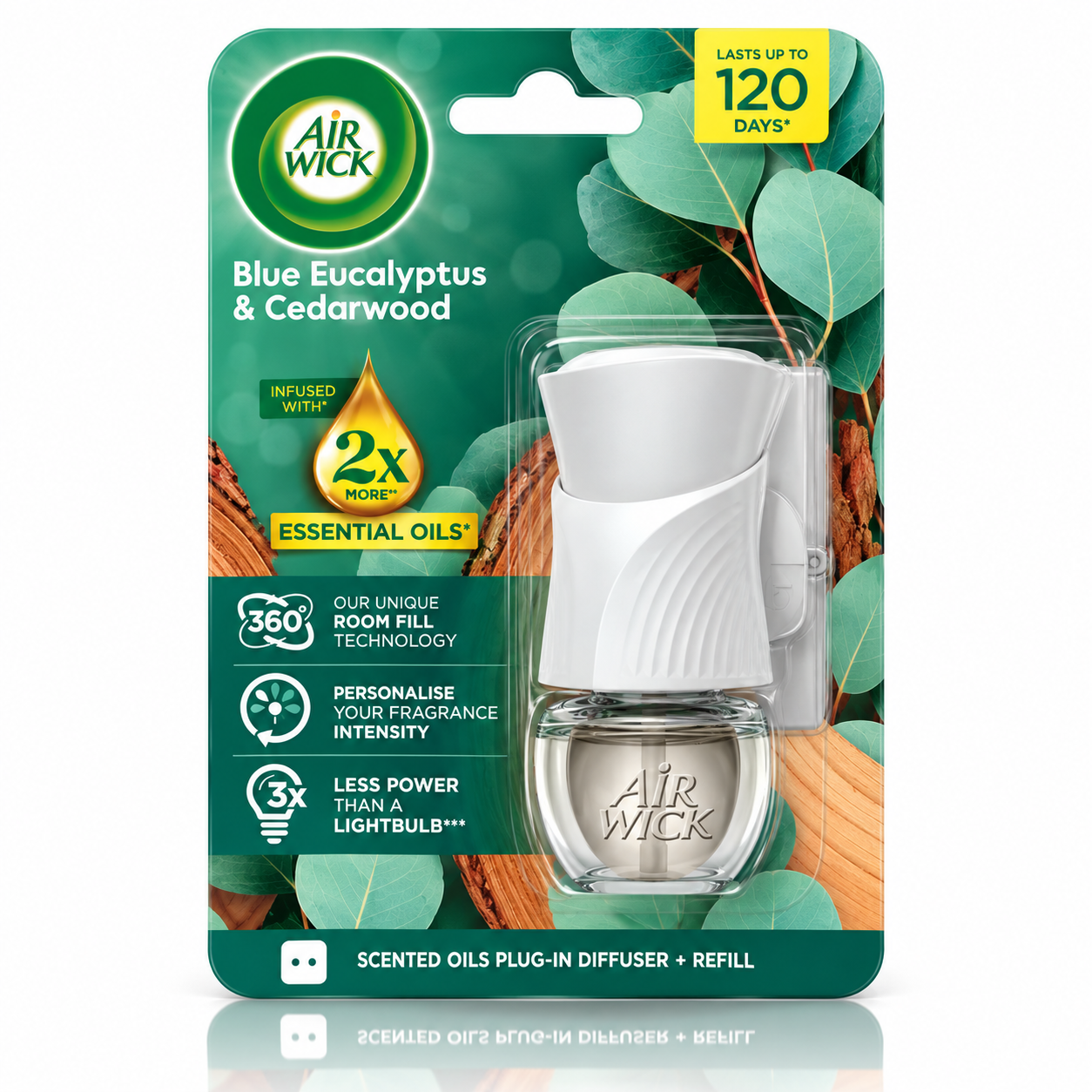 Odorizant electric de cameră, Difuzor de parfum cu rezervă cu uleiuri esențiale de Cedru si Eucalipt albastru, Air Wick® - imagine 2