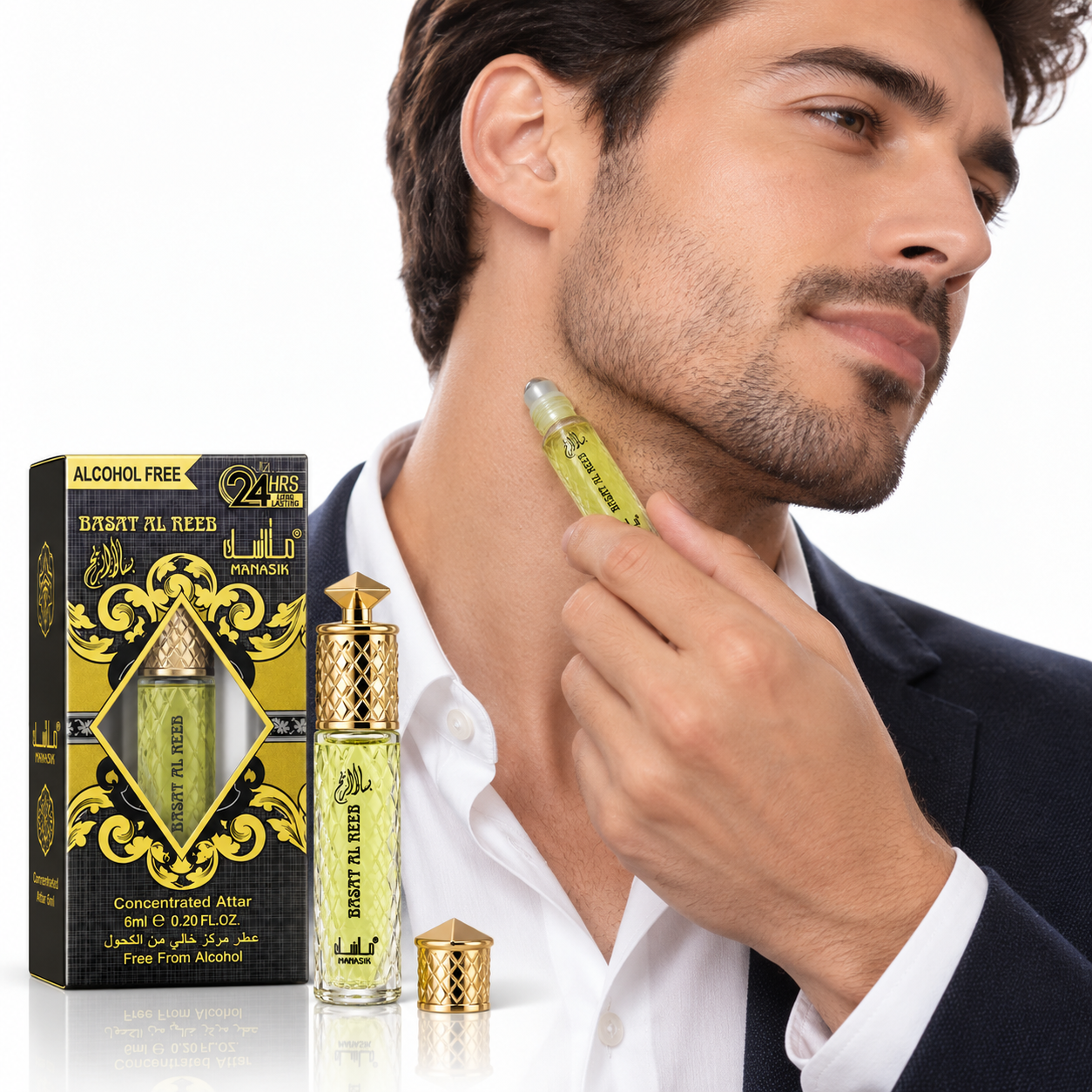 Parfum concentrat unisex, Basat Al Reeb Attar Roll-On fără alcool, 6 ml, MANASIK® - imagine 2