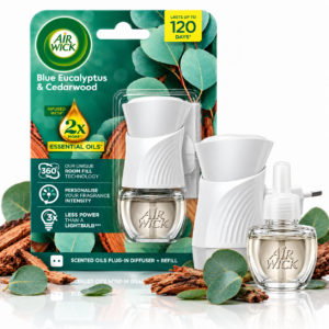 Odorizant electric de cameră, Difuzor de parfum cu rezervă cu uleiuri esențiale de Cedru si Eucalipt albastru, Air Wick®