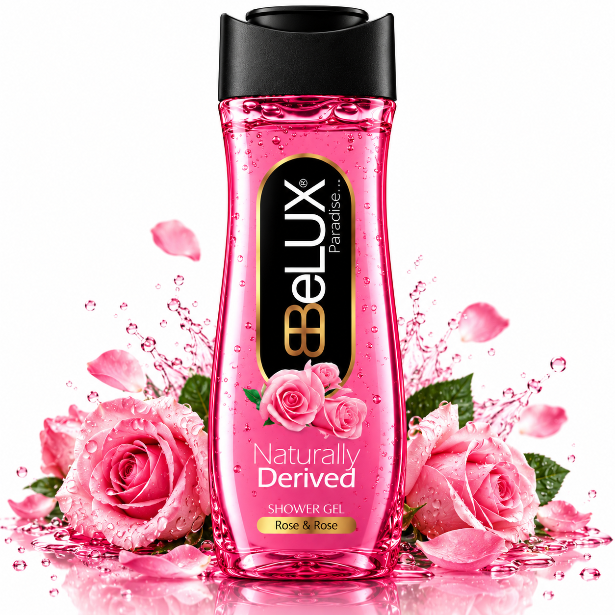 Gel de duș Rose & Rose, Paradise, aromă florală de trandafiri, 600 ml, BeLUX®