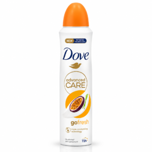 Deodorant antiperspirant spray pentru femei, Advanced Care Go Fresh Passion Fruit – Fructul pasiunii, protecție 72H, 250 ml, Dove®