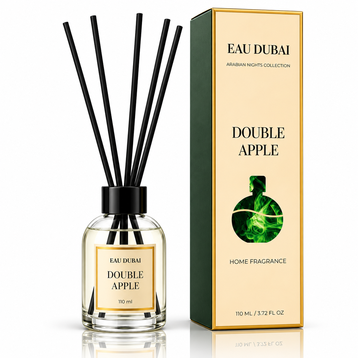 Odorizant de cameră cu bețișoare, Double Apple, aromă de mere dulci și proaspete, 110 ml, EAU DUBAI® - imagine 2