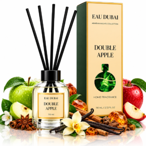 Odorizant de cameră cu bețișoare, Double Apple, aromă de mere dulci și proaspete, 110 ml, EAU DUBAI®