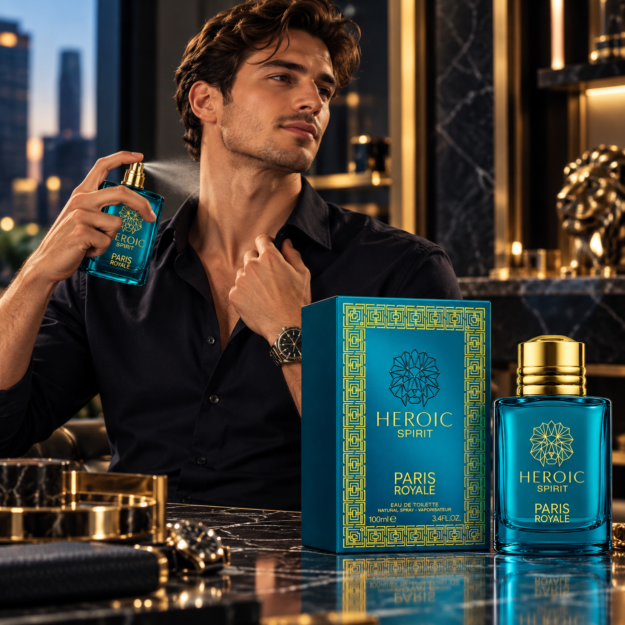 Apă de toaletă pentru bărbați, Parfum bărbătesc Heroic Spirit Pour Homme, EDT, 100 ml, PARIS ROYALE® - imagine 3