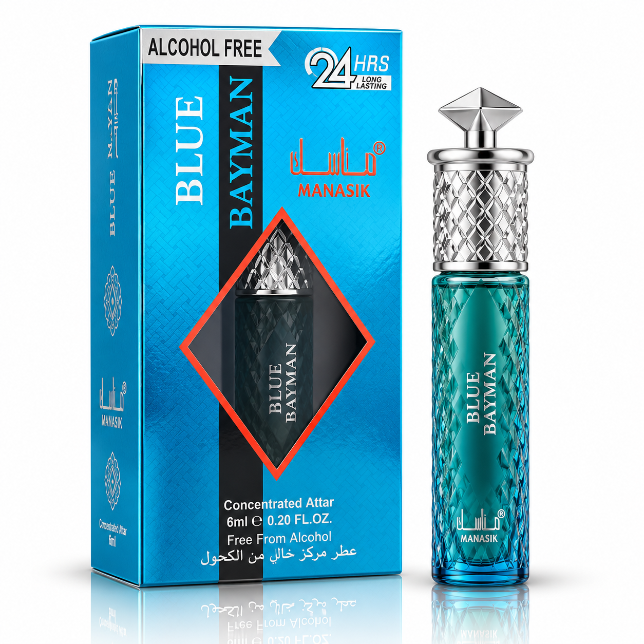 Parfum concentrat unisex, Blue Bayman Attar Roll-On fără alcool, 6 ml, MANASIK®
