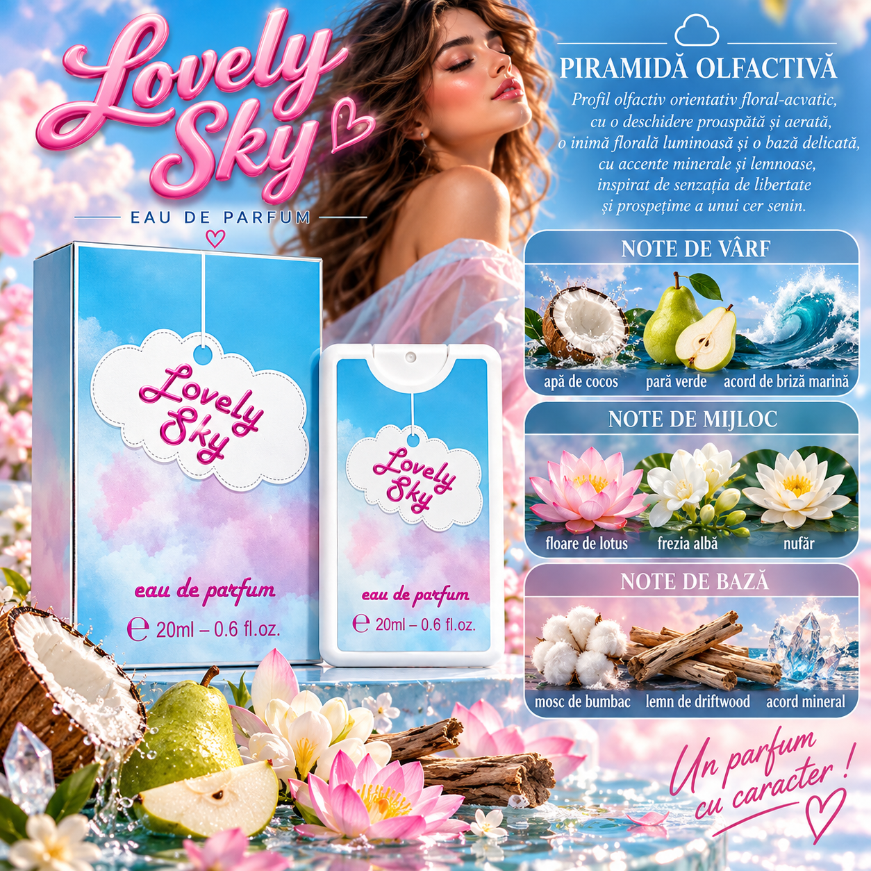 Apă de parfum pentru femei, Parfum de buzunar Lovely Sky, EDP Card Spray, 20 ml, OMERTA® - imagine 2