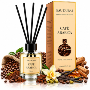 Odorizant de cameră cu bețișoare, Café Arabica, aromă de cafea prăjită, 110 ml, EAU DUBAI®