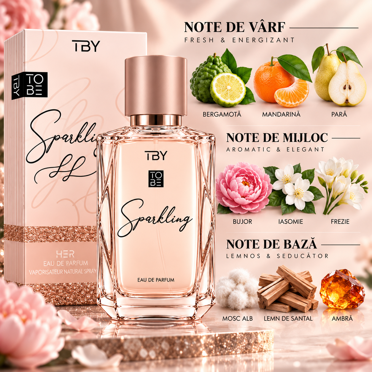 Apă de parfum pentru femei, Parfum de damă To Be Sparkling, EDP, 100 ml, TBY® - imagine 2