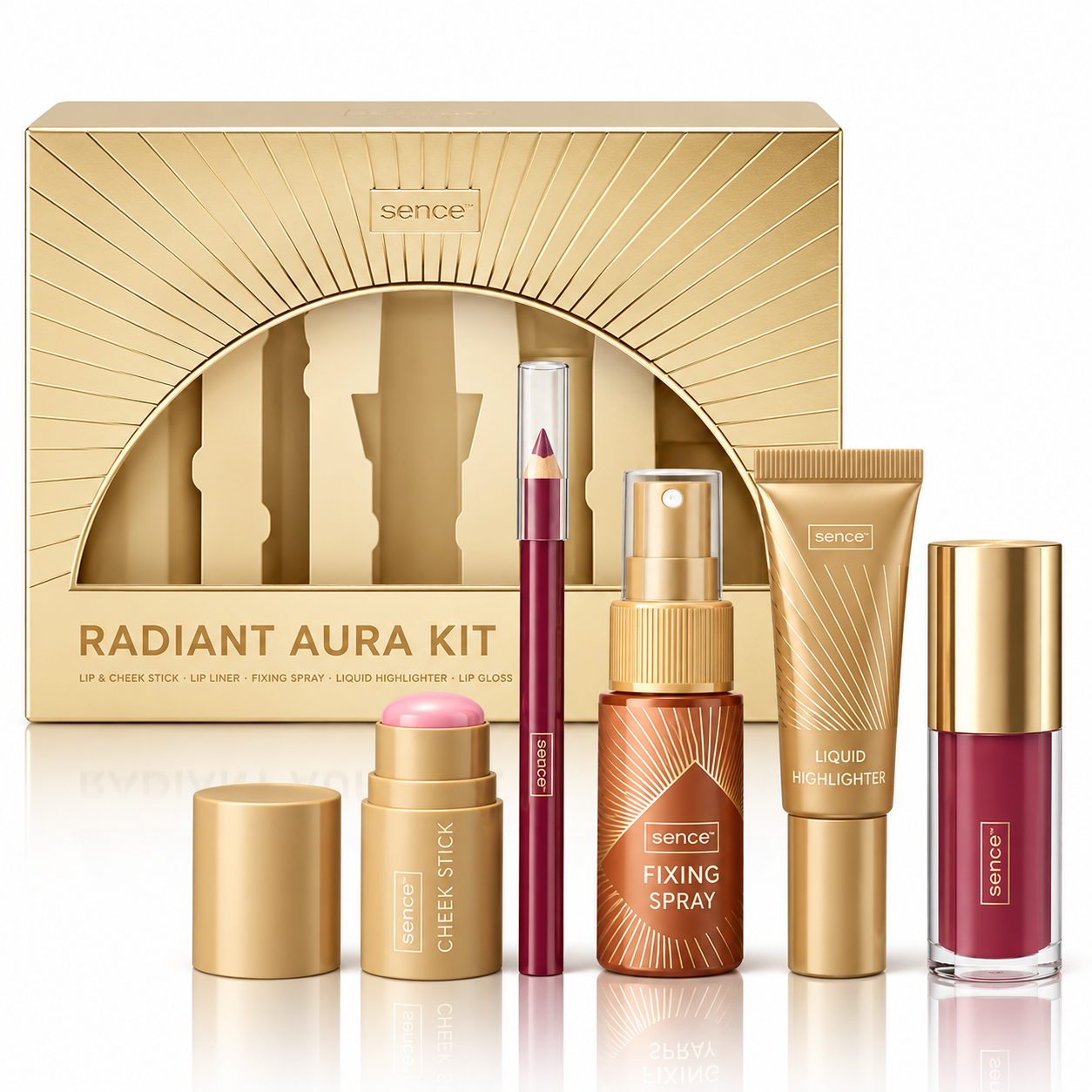 Set cadou machiaj pentru femei cu 5 produse, Radiant Aura Kit, SENCE®