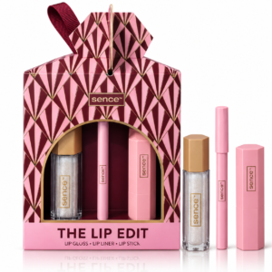 Set cadou machiaj buze cu 3 produse, The Lip Edit, Lip Gloss, Lip Liner și Lipstick, SENCE®