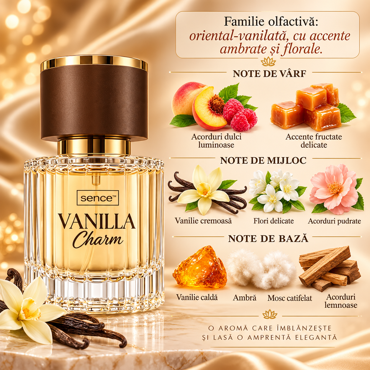 Apă de parfum pentru femei, Parfum de damă Vanilla Charm, EDP, 30 ml, SENCE® - imagine 2