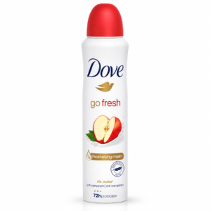 Deodorant antiperspirant spray pentru femei, Go Fresh Apple – Măr proaspăt, protecție 72H, 250 ml, Dove®