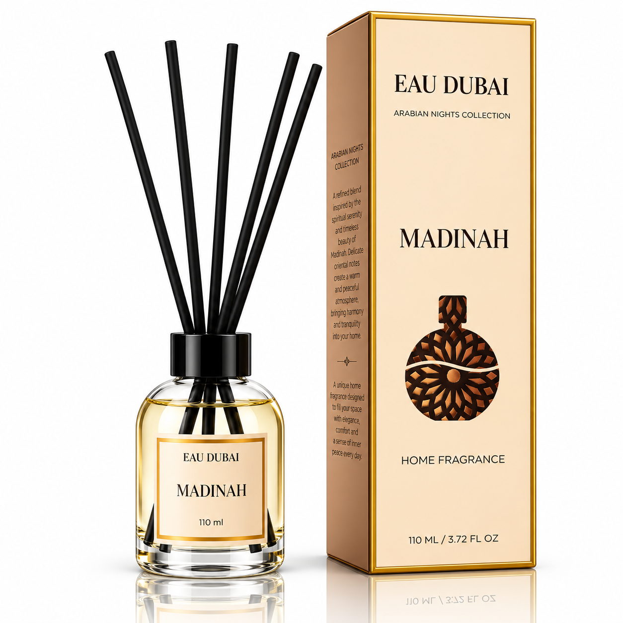 Odorizant de cameră cu bețișoare, Madinah, aromă orientală caldă, 110 ml, EAU DUBAI® - imagine 3