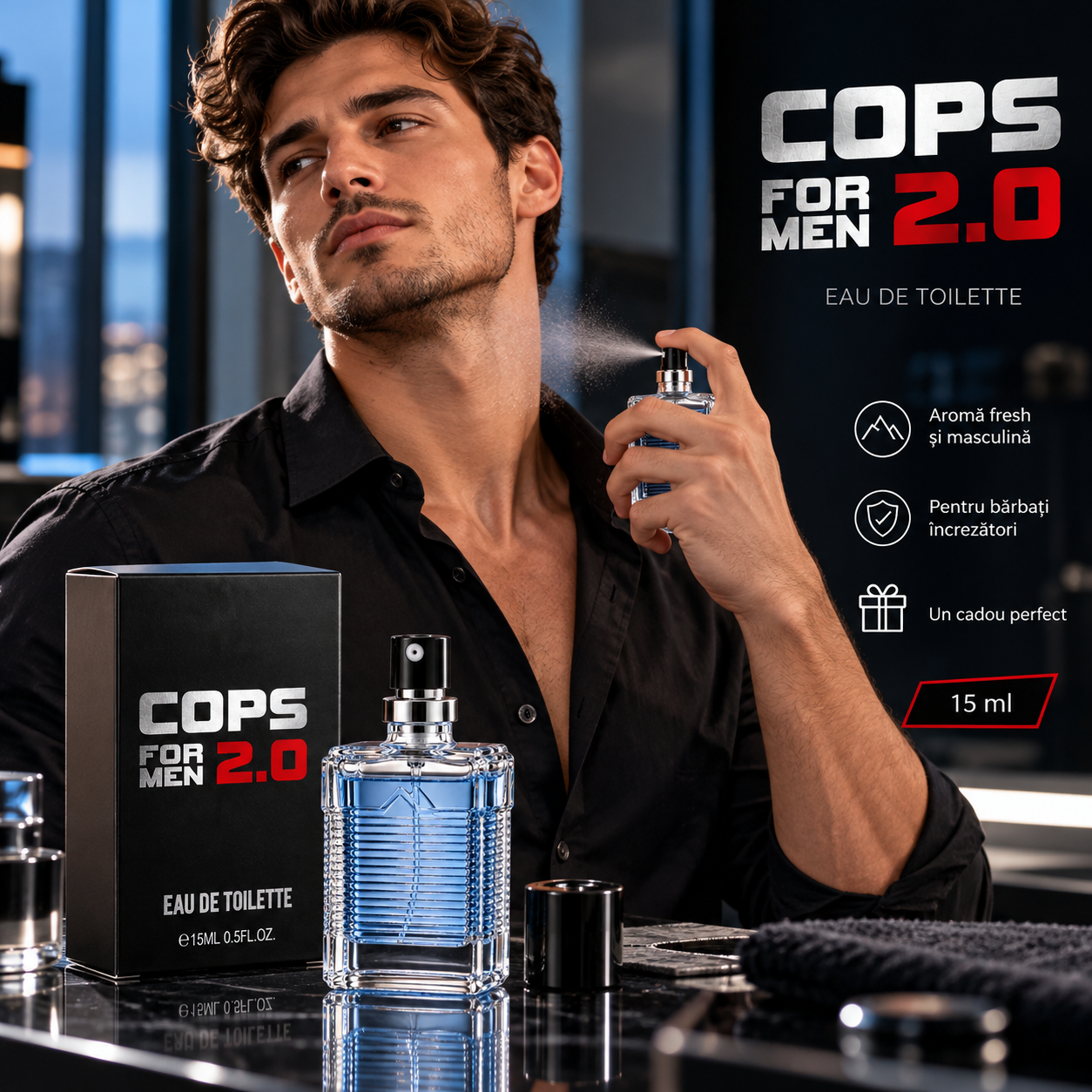 Apă de toaletă pentru bărbați, Pocket Perfume, parfum de buzunar, COPS, Real Time® - imagine 3