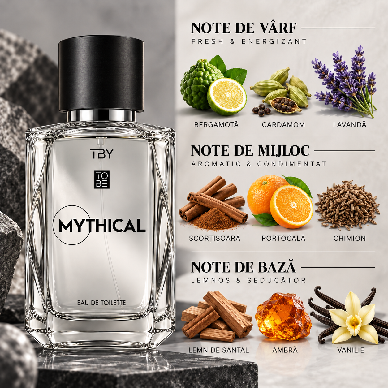 Apă de toaletă pentru bărbați, Parfum bărbătesc To Be Mythical, EDT, 100 ml, TBY® - imagine 2