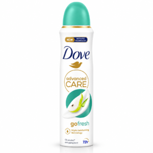 Deodorant antiperspirant spray pentru femei, Advanced Care Go Fresh Pear & Aloe Vera – Pară și aloe vera, protecție 72H, 250 ml, Dove®