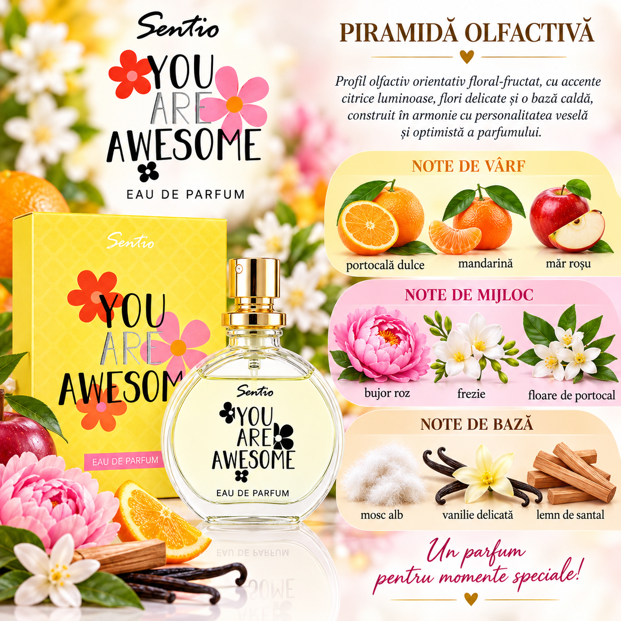 Apă de parfum unisex, Parfum cadou You Are Awesome, EDP, 15 ml, SENTIO® - imagine 2