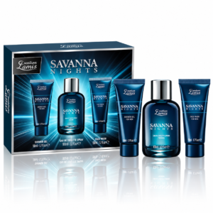 Set cadou pentru bărbați, Savanna Nights, Apă de toaletă 100 ml + Gel de duș 50 ml + Balsam după ras 50 ml, Creation Lamis®