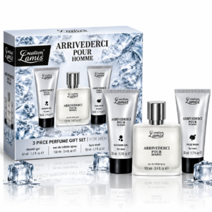 Set cadou pentru bărbați, Arrivederci Pour Homme, Apă de toaletă 100 ml + Gel de duș 50 ml + Gel de curățare pentru față 50 ml, Creation Lamis®